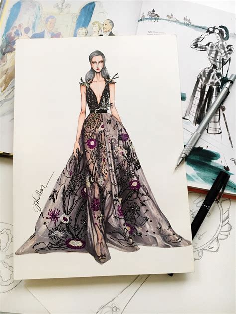 Elie Saab Haute Couture Sketch Sketching Draw Drawing Fashion