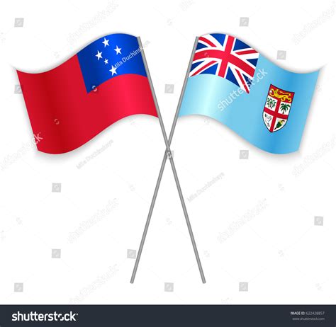Samoan Fijian Crossed Flags Samoa Combined Vector De Stock Libre De