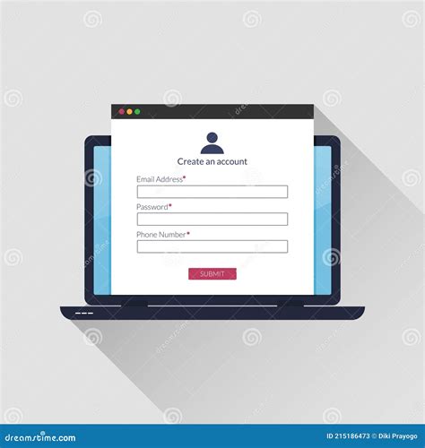 Online Registration Form Concept On Laptop Screen Login Page Interface