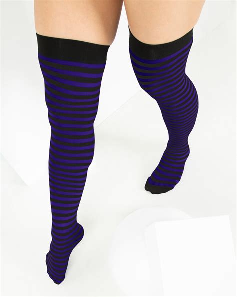 Womens Black Striped Thigh Highs Style 1503 We Love Colors