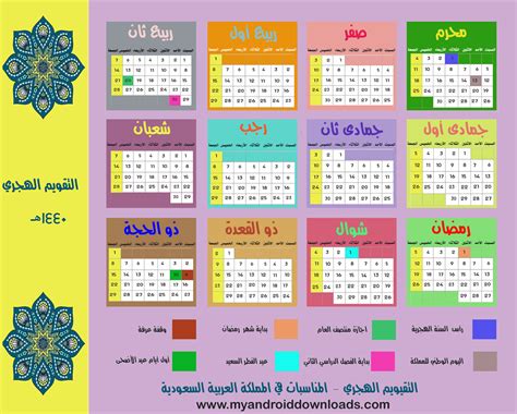 1440 Hijri Calendar 2019 Calendrier