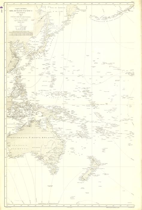 Pacífico Océano Cartas Náuticas 1872 1873