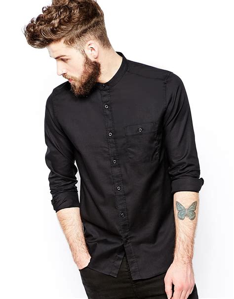 We believe in helping you find the product that is right for you will find a high quality long sleeve collar t shirts at an affordable price from brands like coodrony , selected , kuegou. ASOS Shirt In Long Sleeve With Grandad Collar in Black for ...