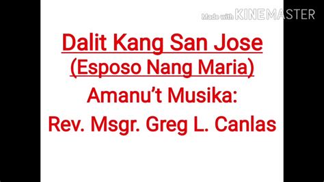 Dalit Kang San Jose Esposo Nang Maria By Rev Msgr Greg L Canlas