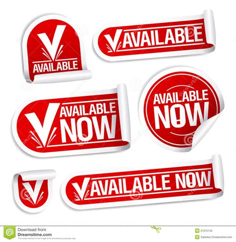 Available now stickers. stock illustration. Image of product - 21015145