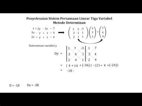 Penyelesaian Persamaan Linear Tiga Variabel Metode Determinan YouTube