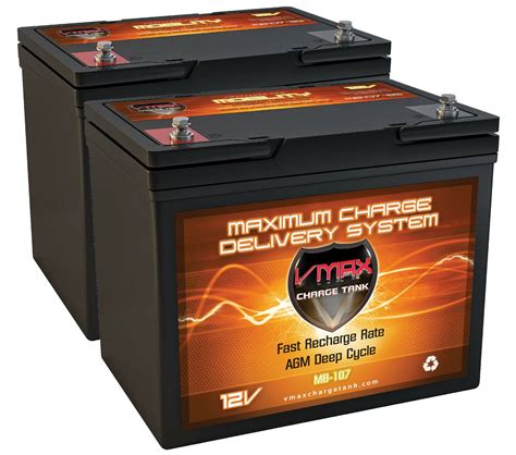 Qty 2 21st Century Bounder Wheelchair Vmax107 Vmax Agm Batteries Deep