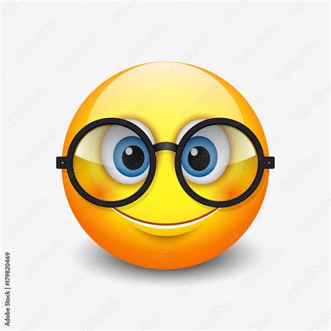 Cute Smiling Emoticon Wearing Eyeglasses Emoji Stock Vector Adobe Stock