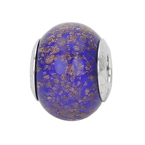 Charm Beads Sterling Silver Blue Avventurina Murano Glass Charm Bead