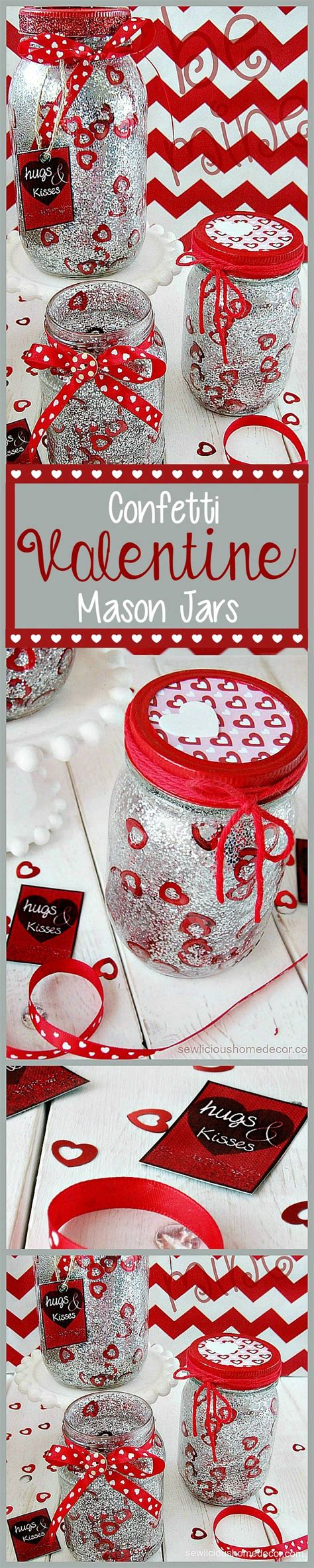 How To Make Red Valentine Jars With Glitter And Confetti