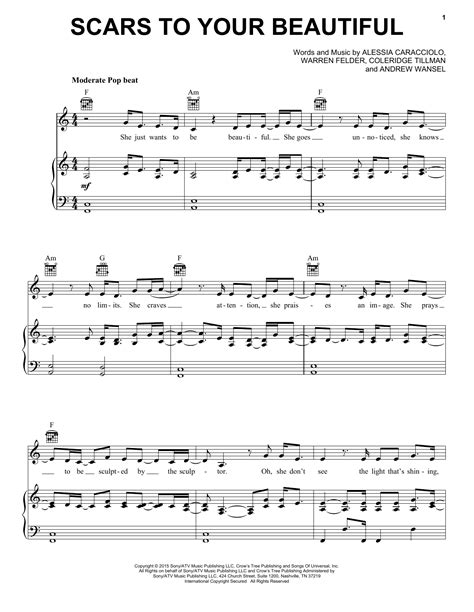 Scars To Your Beautiful Sheet Music Alessia Cara Piano Vocal