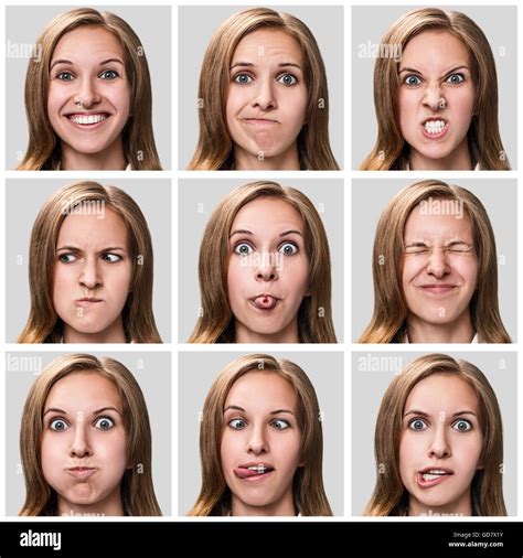 Mujer Joven Expresando Diferentes Emociones Fotograf A De Stock Alamy