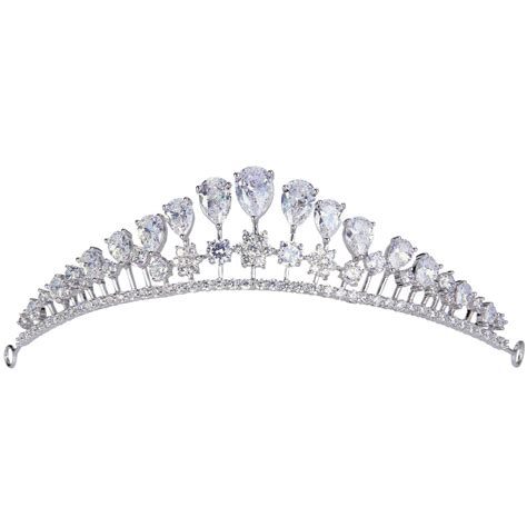 Bella Fashion Teardrop Bridal Hairband Head Tiara Crown Clear Cubic Zircon Hairband Silver