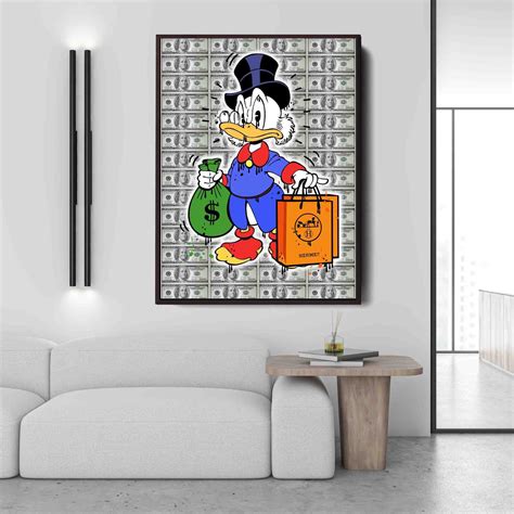 Hand Painted Canvas 9x12 Scrooge Mcduck Alec Monopoly Style Not Seen