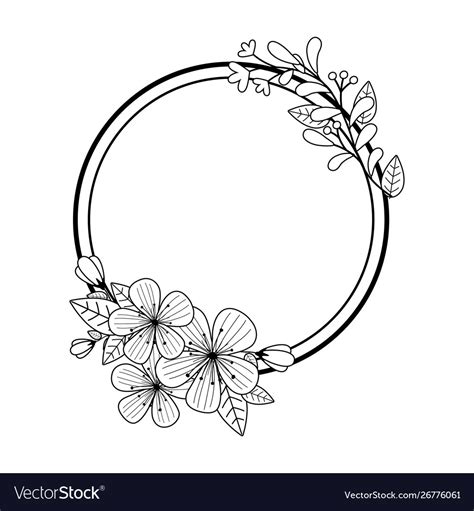 Flowers And Leaves Circle Design Royalty Free Vector Image