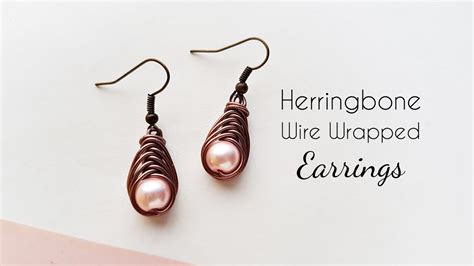 Easily Make Beautiful Earrings At Home With Wire And Beads Herringbone Wire Wrapped Earrings