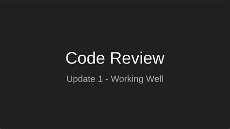 Code Review Update 1 Youtube