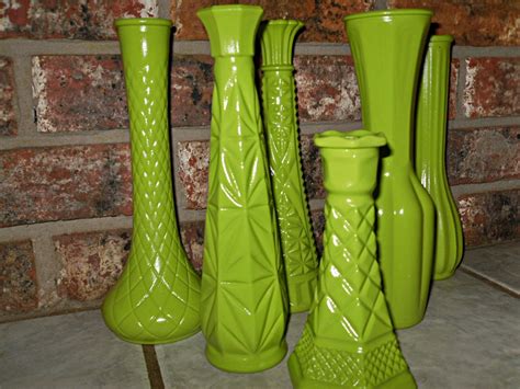 Lime Green Upcycled Glass Vase Collection By Theshabbyshak On Etsy