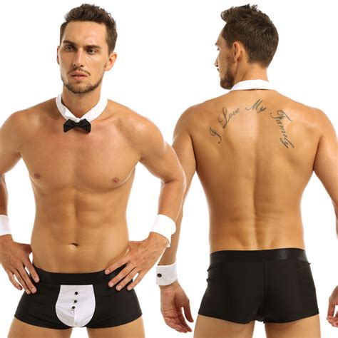 Sexy Male Stripper Tuxedo Costumes Men S Sexy Boxer Briefs Underwear Tie Cuffs Ebay