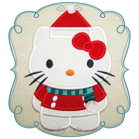 Christmas Hello Kitty Applique Machine embroidery Design png image