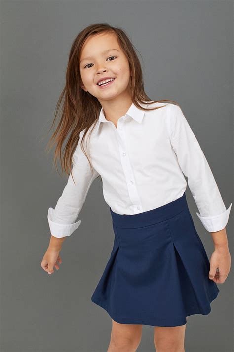 Koszula Z Długim Rękawem Biały Dziecko Handm Pl Girl Outfits Girls Dresses Young Fashion