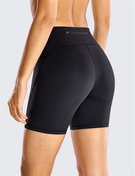 crz yoga women s high waisted biker short tummy control sports workout yoga 6 in ebay
