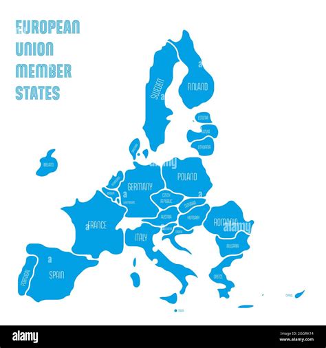 Simplified Map Of Eu European Union Rounded Shapes Of States With