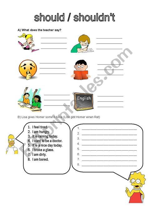 Should Or Shouldn´t Esl Worksheet By Jaya Nar