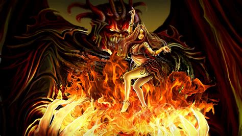 Download Wings Fire Horns Devil Wallpaper Art Hd Wallpaper Evil Anime