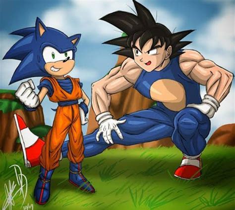 Sonic X Goku Cartoon Crossovers Sonic Goku