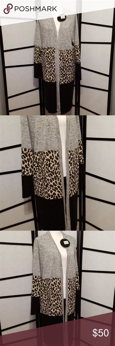 Leopard Colorblock Long Cardigan Plus Size