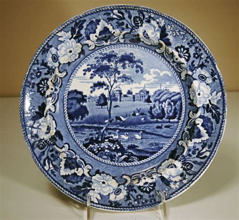 19th Century Staffordshire Plate In Medium Blue Transfer Blenheim