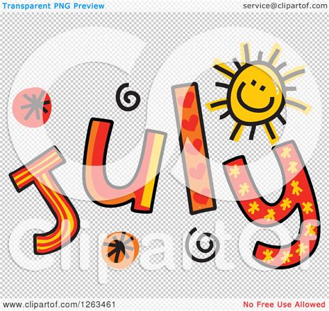 Clipart of Colorful Sketched Month of July Text - Royalty Free Vector Illustration by Prawny ...