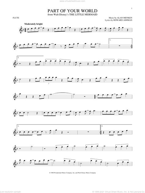 Flute sheet music + audio access hal leonard. Menken - Part Of Your World (from The Little Mermaid) sheet music for flute solo