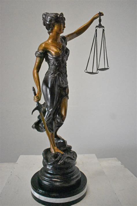 lady justice bronze statue mounted on a marble size 14 l x 16 w x 32 h nifao