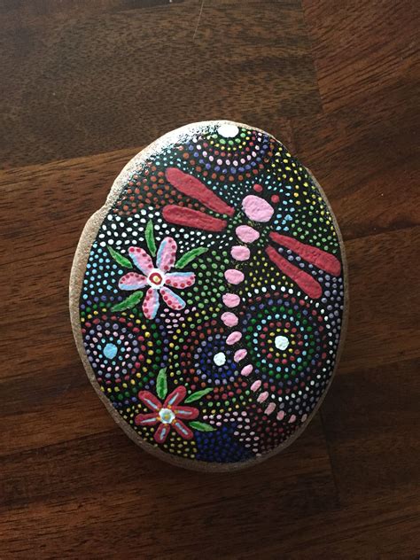 Dragon Fly Painted Rock By Karen Olsen Stone Art Painting Painted