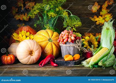 The Table Decorated With Vegetables And Fruits Harvest Festival