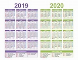 2019 2020 Calendar Printable With Holidays