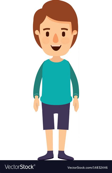 Colorful Image Caricature Full Body Guy Royalty Free Vector