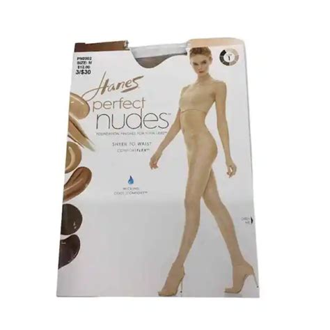 Hanes Perfect Nudes Pantyhose M Sheer To Waist Transparent Nude Wicking Pn Picclick