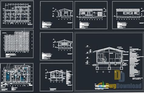 Bungalow House Detailed Drawing Dwg Download Dwgdownloadcom Bungalow