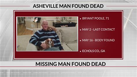 Asheville Police Missing 71 Year Old Man Found Dead In Georgia Youtube