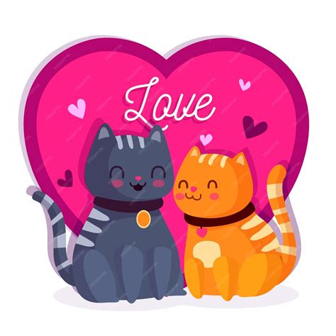 Free Vector Adorable Valentines Day Cat Couple