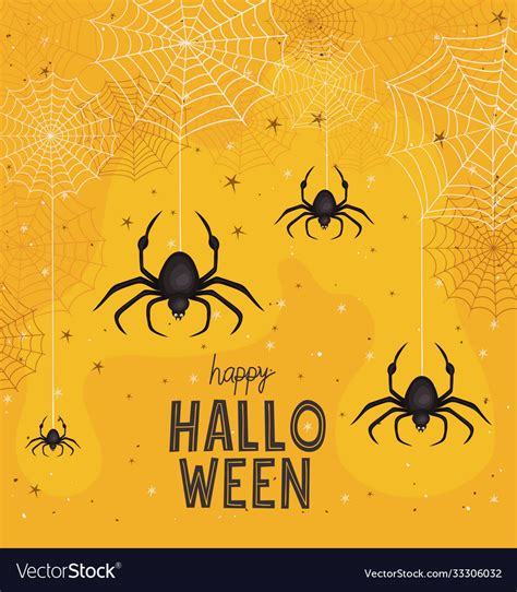 Halloween Spiders Cartoons With Spiderwebs Vector Image