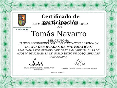 Calaméo Certificado De Participación Matemáticas