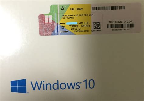 Microsoft Windows 10 Professional Oem Coa License Key Sticker
