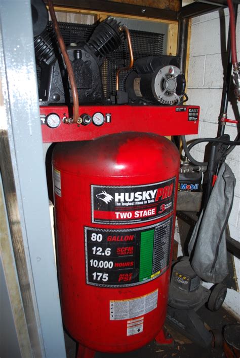 Husky Pro Tank Mounted Vertical Air Compressor 80 Gallon 126 Scfm A