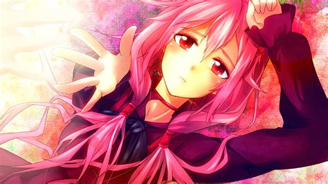 Inori Yuzuriha Long Hair Pink Hair Red Eyes Sadness School Uniform