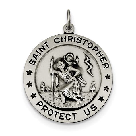 Sterling Silver St Christopher Medal Qc3527 31mm X 26mm Walmart Canada