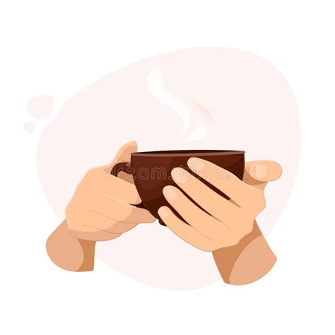 Hands Holding A Cup Of Hot Drink Like Coffee Or Tea Stock Vector